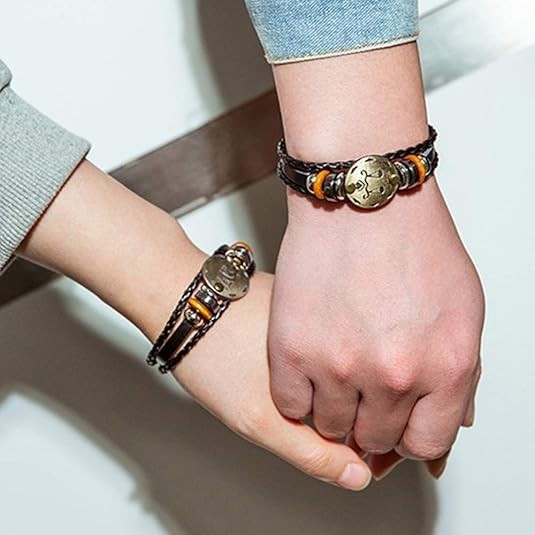 2 pcs zodiac Signs Spirit Bracelet Multilayer Adjustable 12 Constellation Black