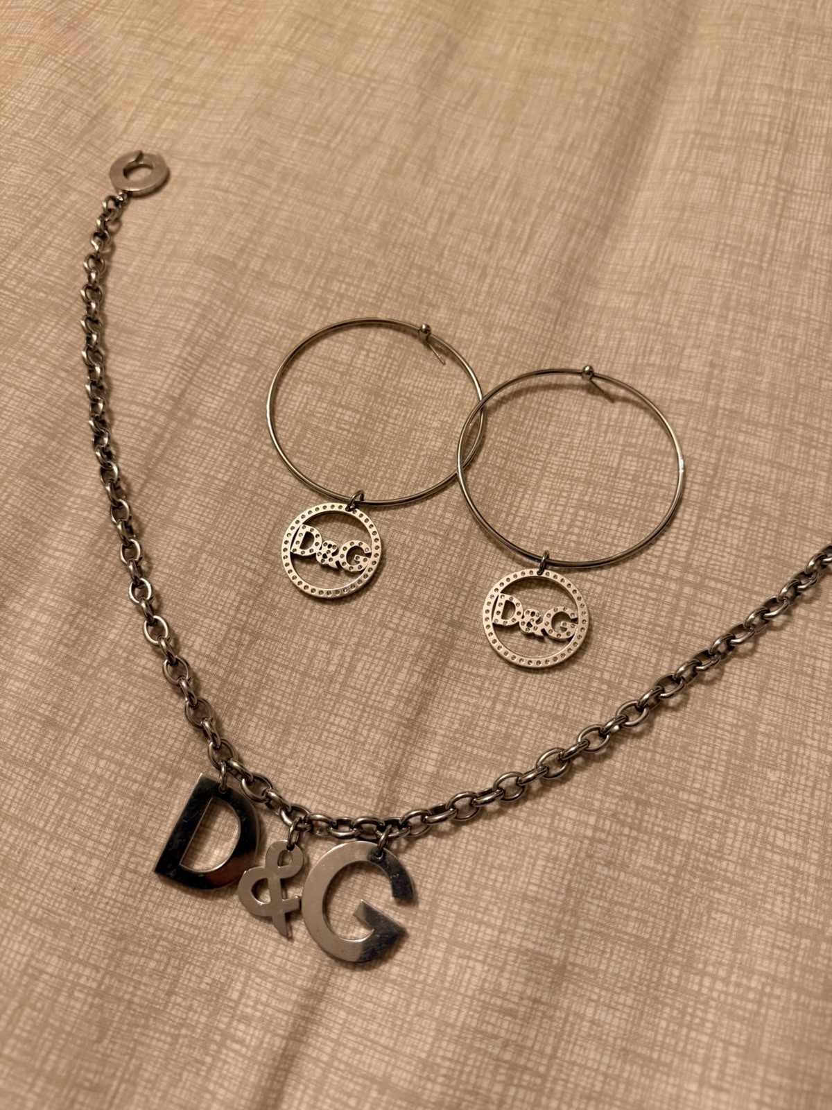 Dolce & Gabbana Silver Necklace & Earrings Combo – Worn Once Excellent Condition