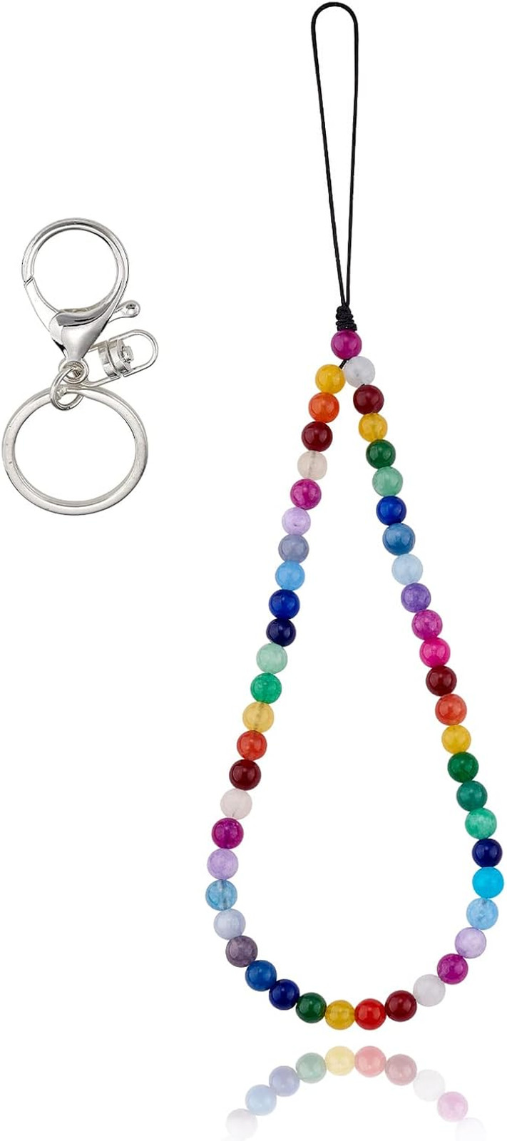 Natural Stone Phone Lanyard Wrist Straps Weathered Agate Gemstone Beaded Phone C