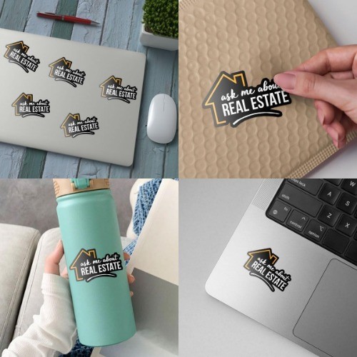 Ask Me About Sticker 3-Pack, Waterproof Vinyl Decals for Laptop Water Bottle Pho
