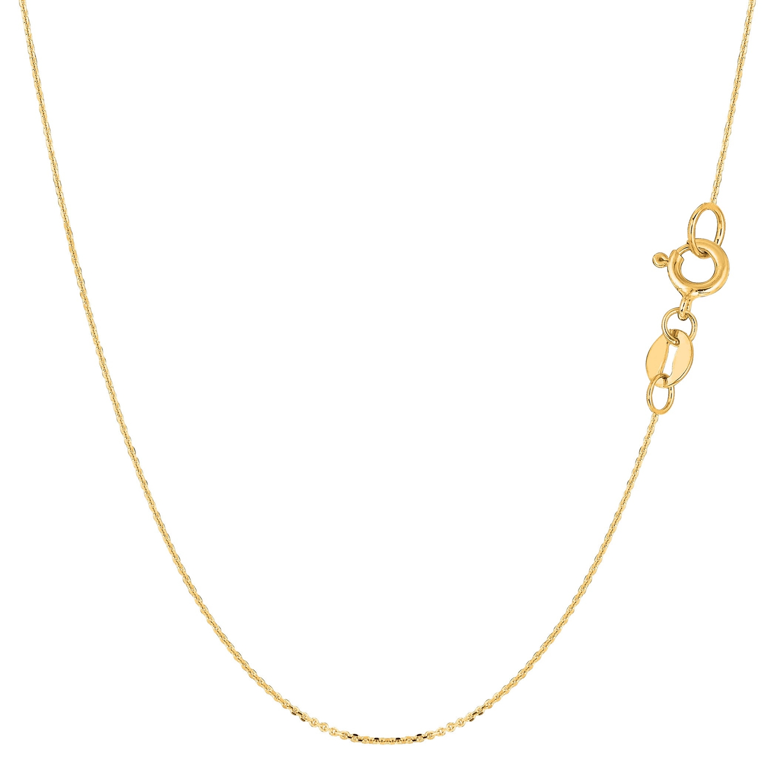 14k Yellow Gold Cable Link Chain Necklace, 0.6mm, 18″