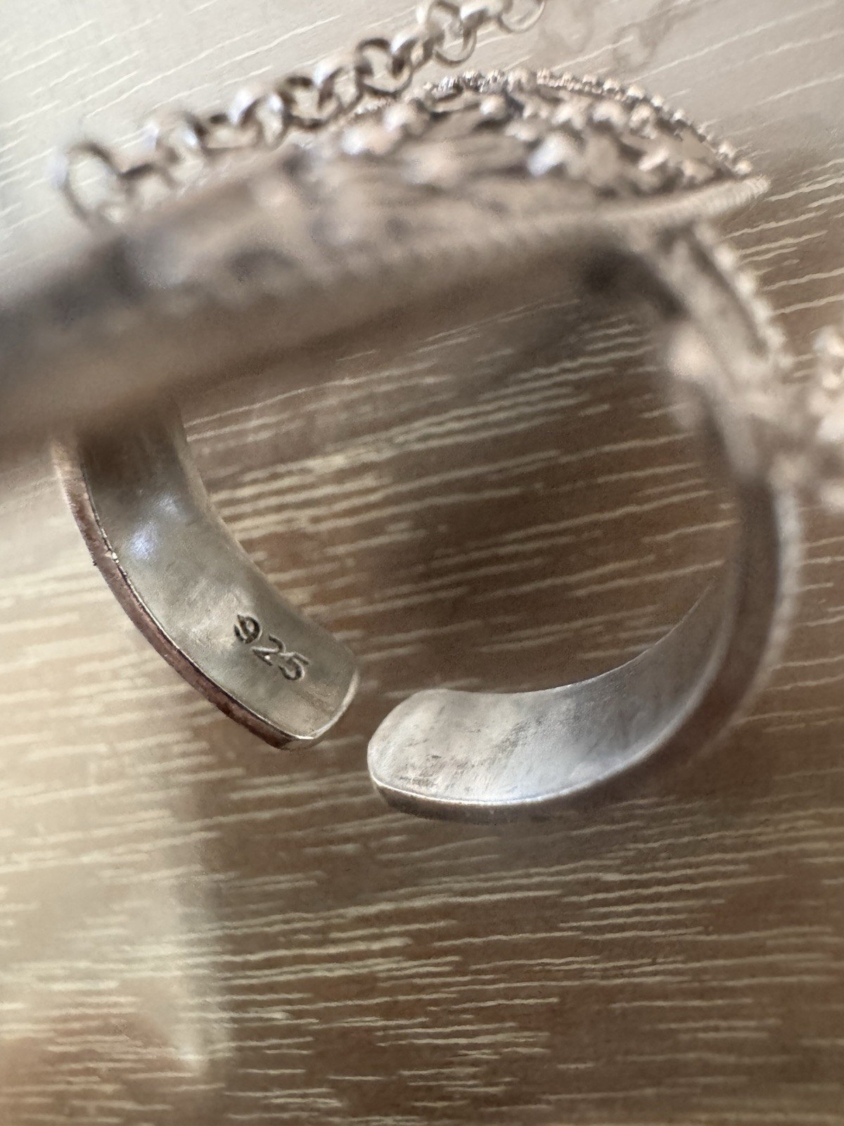 925 Sterling Silver Adjustable Hand Harness Chain Multi-Finger Ring Size 5