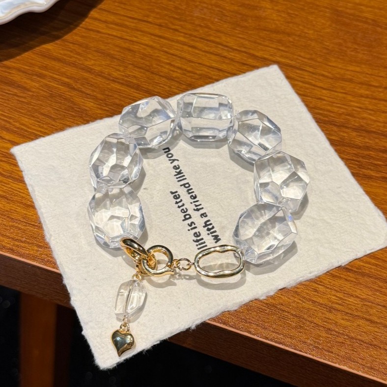 25x20mm Natural White Crystal Original design Handmade Bracelet