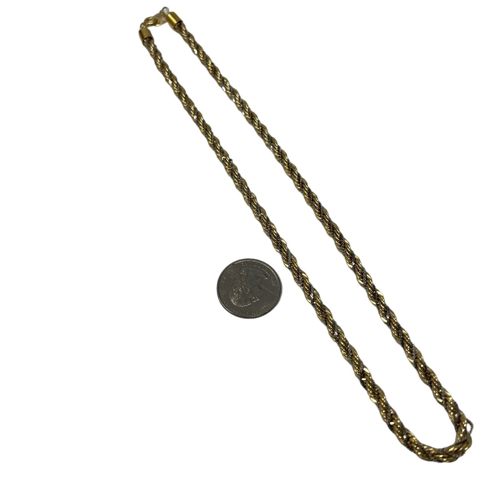 Rope Chain Silver and Gold Tone 5 mm 19 inches long
