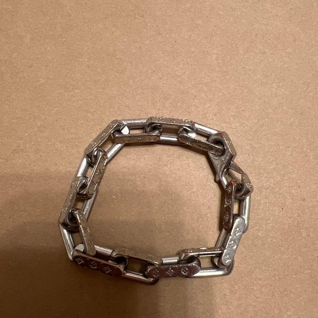 Louis Vuitton M64223 Monogram Chain Link Bracelet Size M Silver Tone Metal