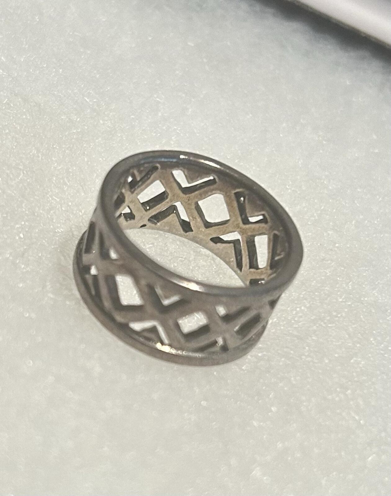 925 Sterling Silver Geometric Cut-Out Band Ring Size 4.5