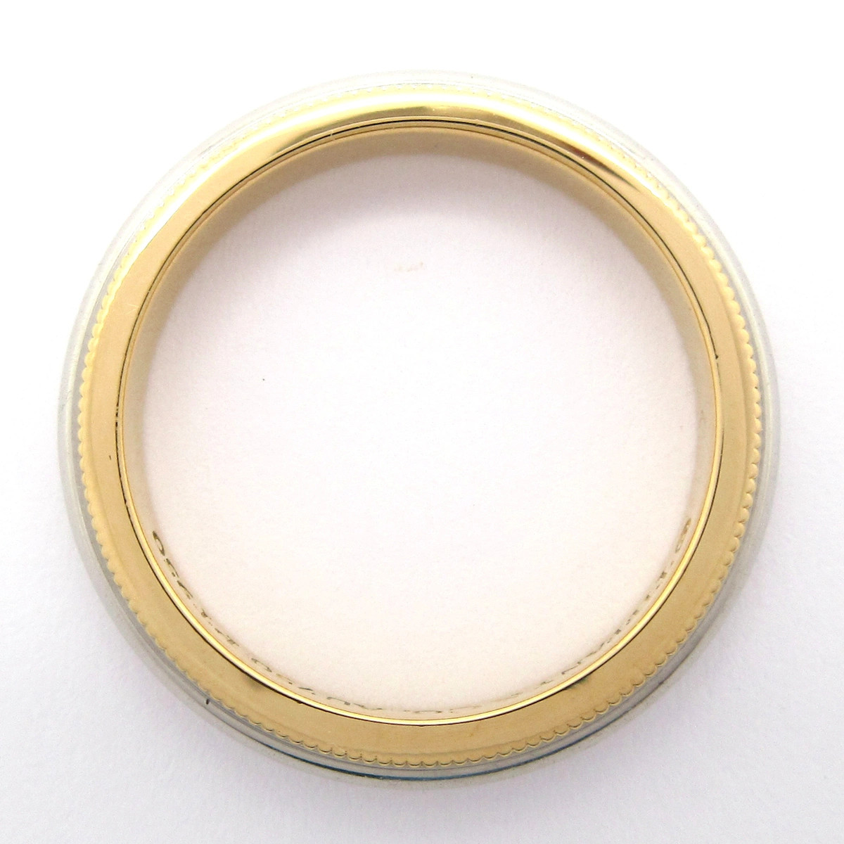 TIFFANY&Co. Milgrain Band Ring 18K Yellow Gold Pt950 Ring #5 3/8