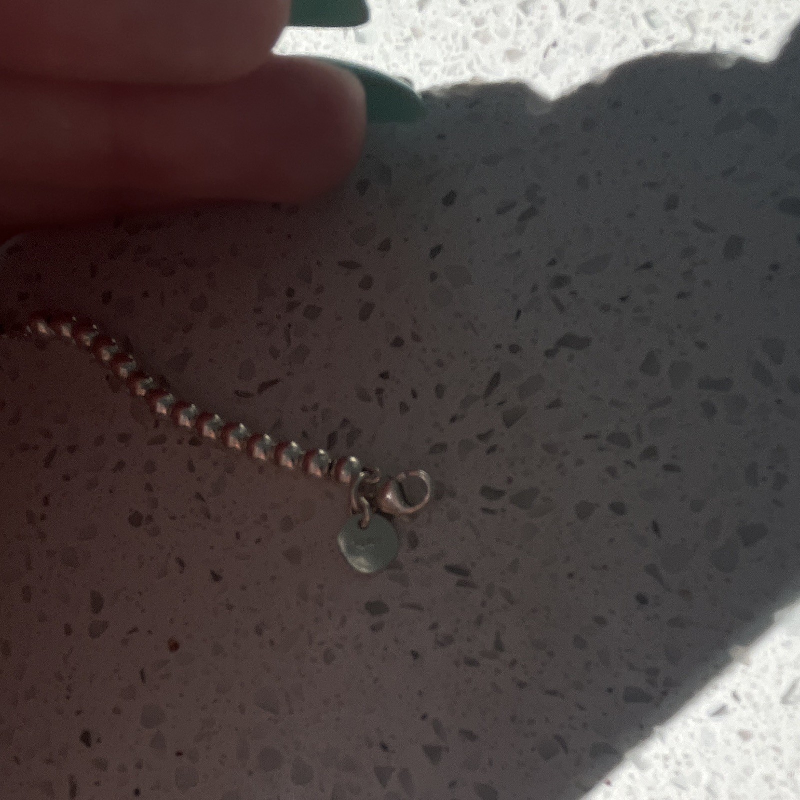 Tiffany & Co. Signed Silver Beaded Bracelet Heart Dangle Charm Lobster Clasp