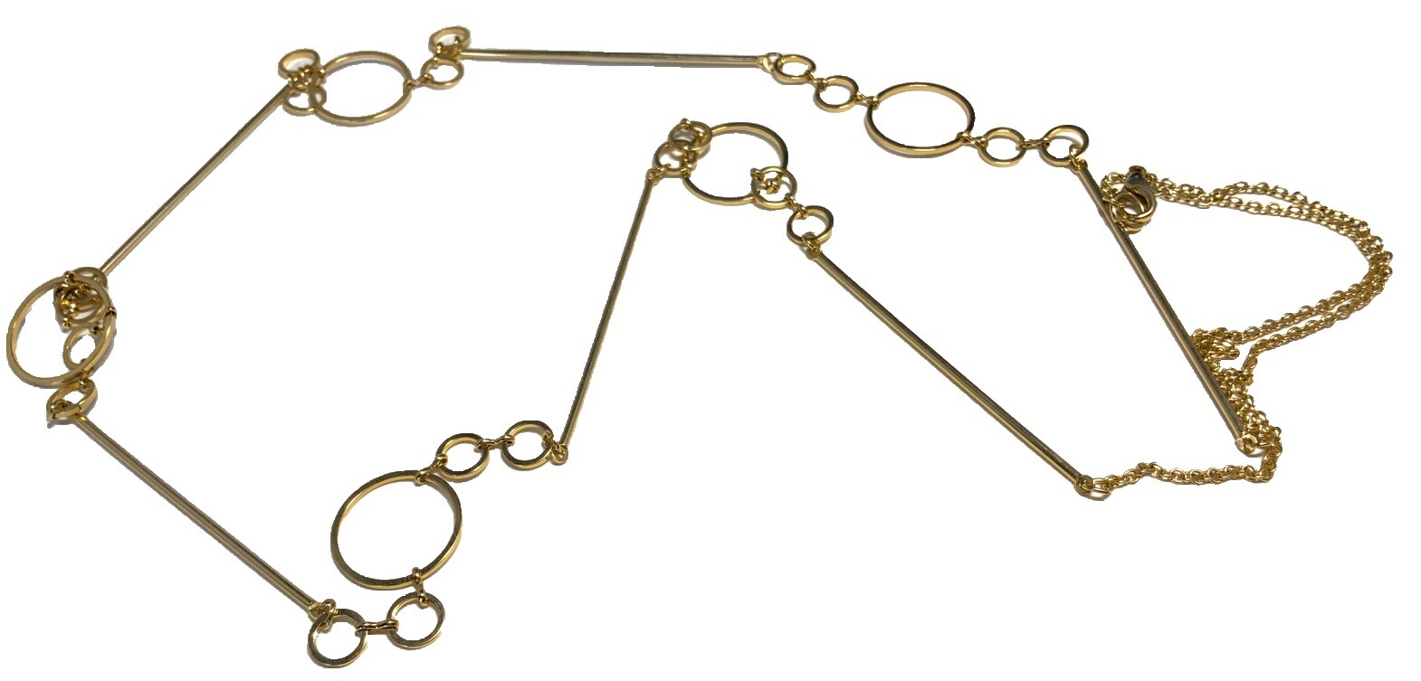 Gold Tone Circle Chain Necklace 38-inches JB116