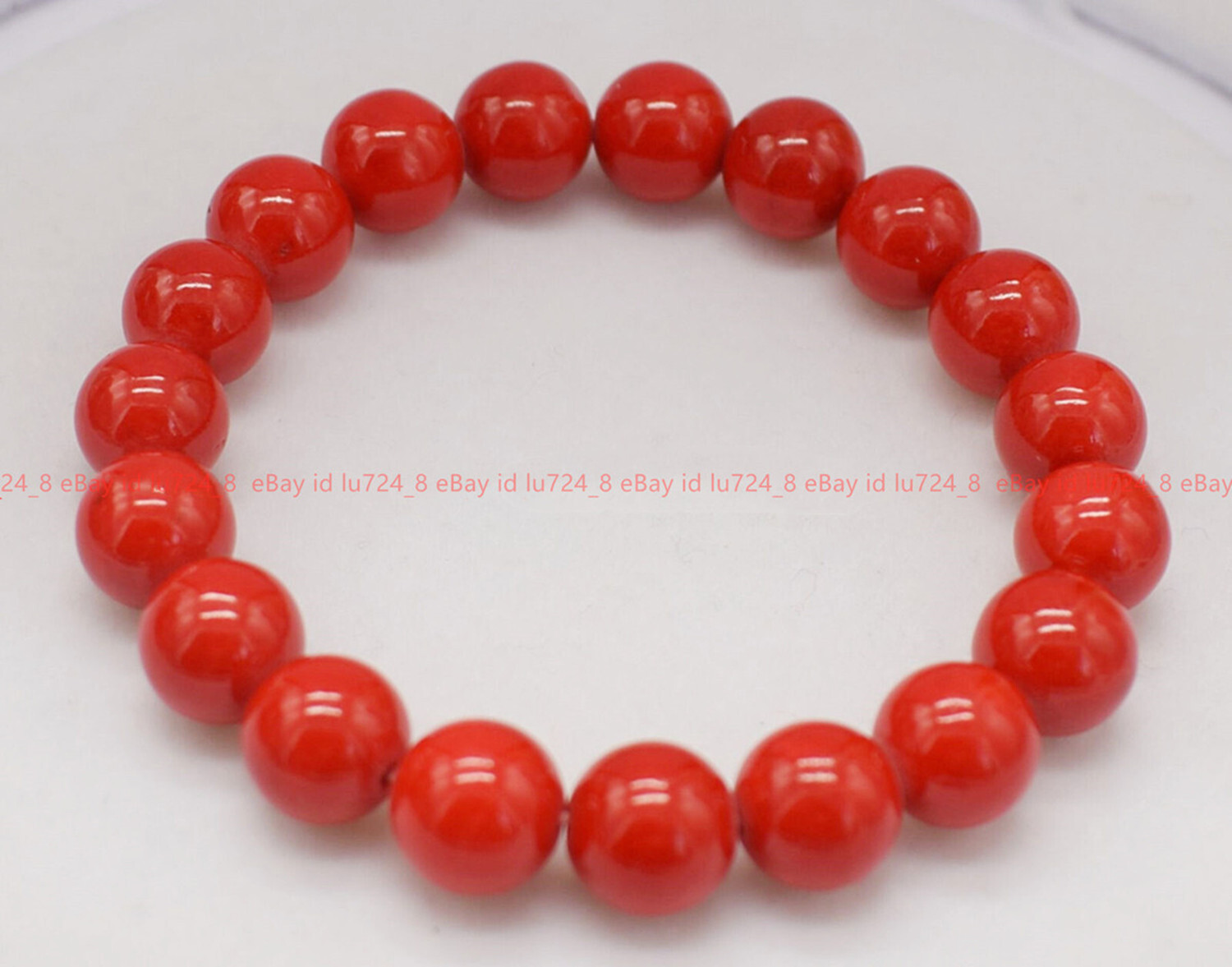 6/8/10/12/14mm Natural South Sea Red Coral Round Gemstone Beads Bracelet 7.5″