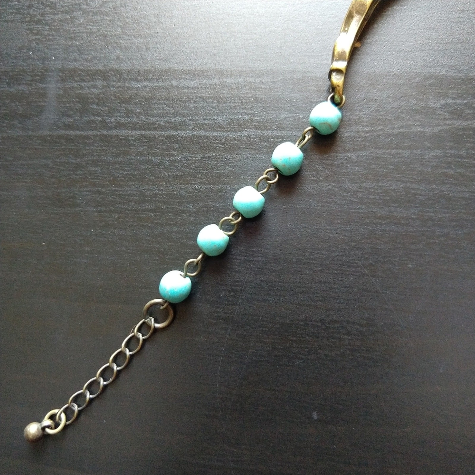 3 Turquoise LOVE Bracelets 6.5″ – 7.5″ semi-precious stones brass new old stock