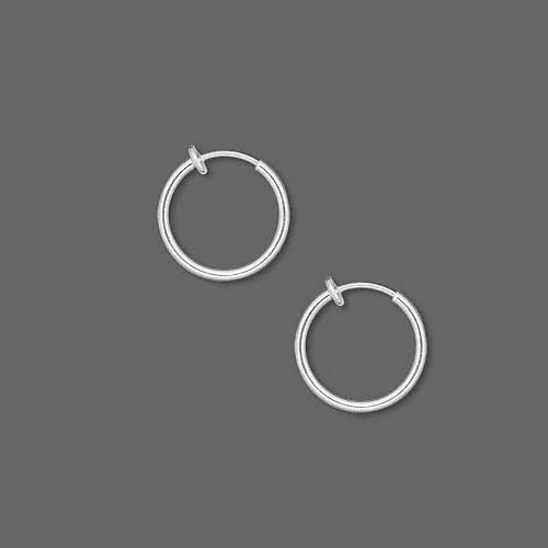 5/8 inch Small Clip on Round Hoop Pierced Look Earrings Spring Closure 17mm