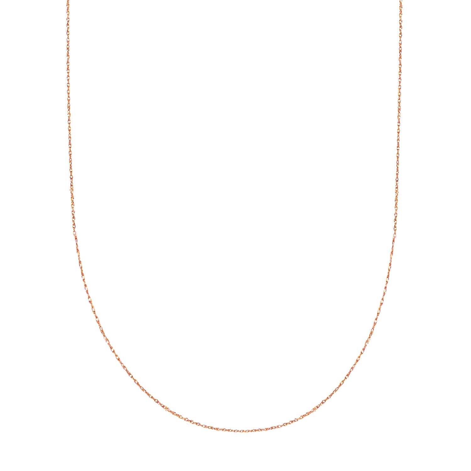 10k Rose Gold Rope Chain Necklace, 0.5mm, 18″