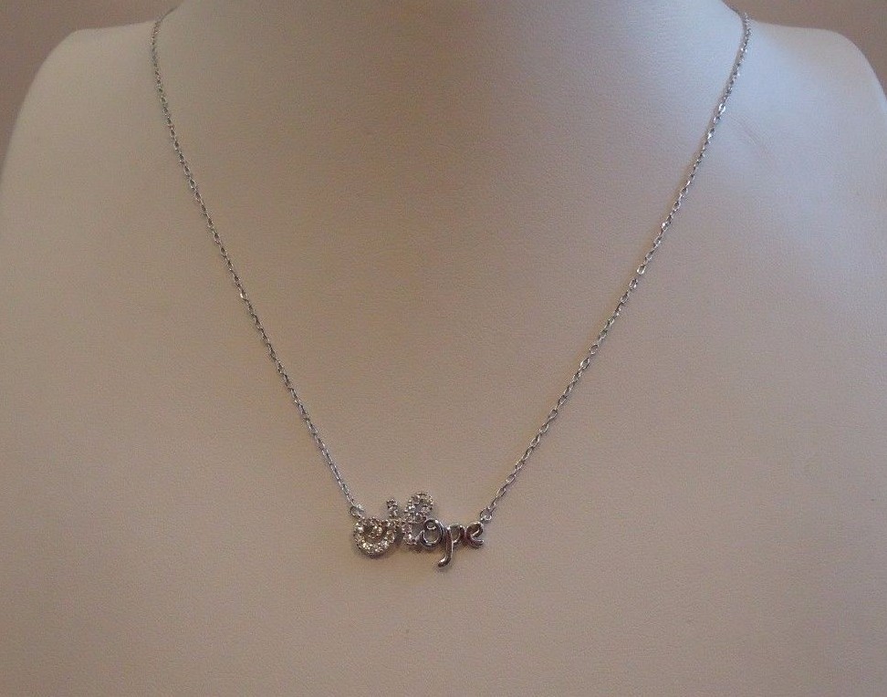 925 STERLING SILVER LADIES HOPE PENDANT NECKLACE W/ .30 CT ACCENTS / NEW DESIGN!