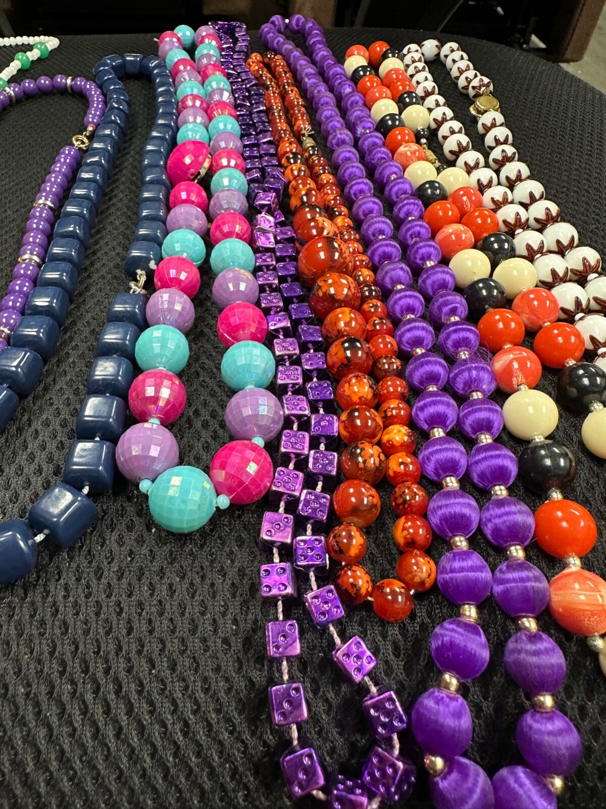 Stunning Collection Of 12 Stylish Beaded/Textured Necklaces Assorted Colors