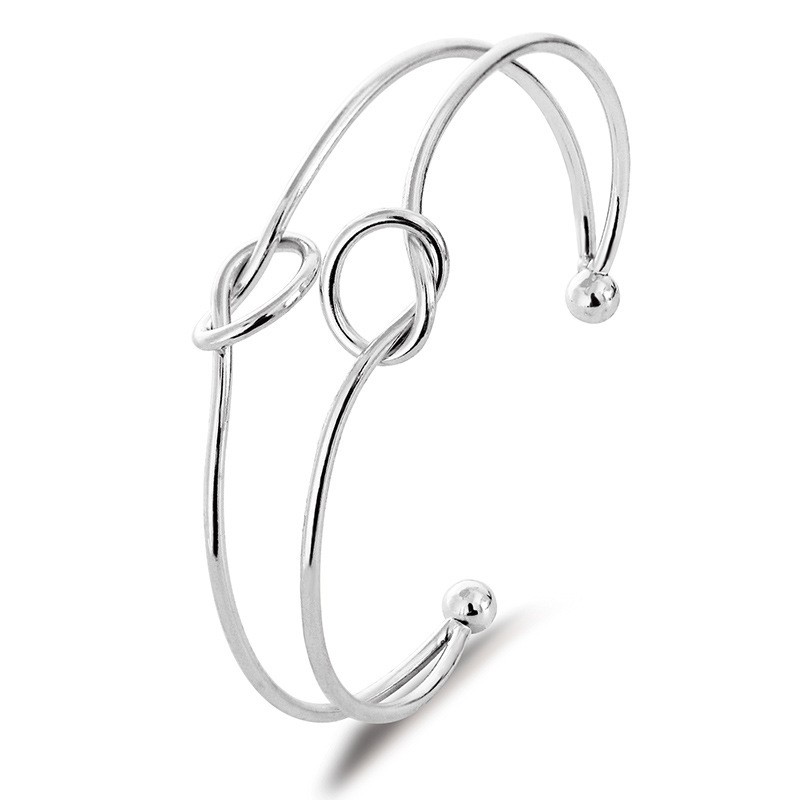 Women Rose Gold Knot Heart Open Cuff Bangle Tribal Bridal Stackable Bracelet