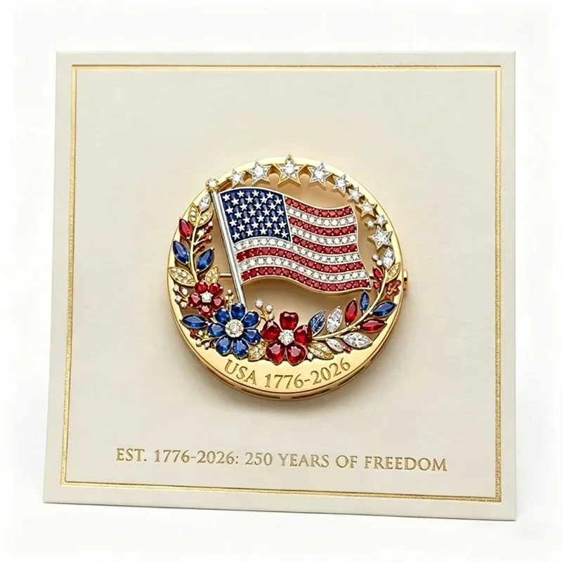 Patriotic American Flag Brooch Pin 250 Years of Freedom USA Men Women Jewelry