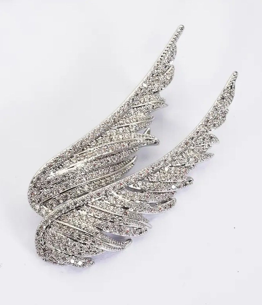 WHITE ENAMEL ANGEL SILVER BROOCH PIN~MOTHERS DAY BIRTHDAY GIFT FOR HER MOM WIFE