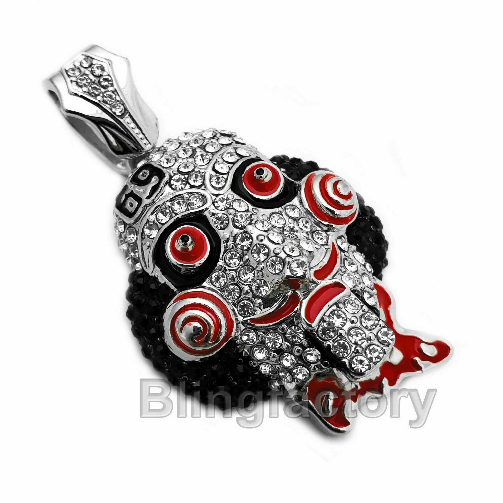 Hip Hop Iced Large Jigsaw Pendant & 18″ Iced Rollie Link Choker Chain Necklace