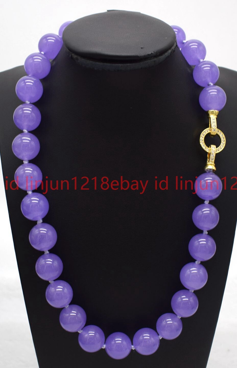 Natural 10/12/14mm Lavender Purple Jade Round Gemstone Beaded Necklace 18in