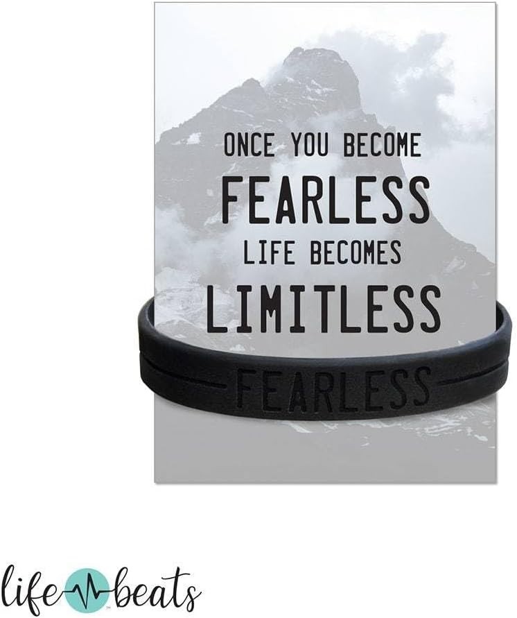 Fearless Black Silicone Bracelet – Inspirational Wristband for Active Women