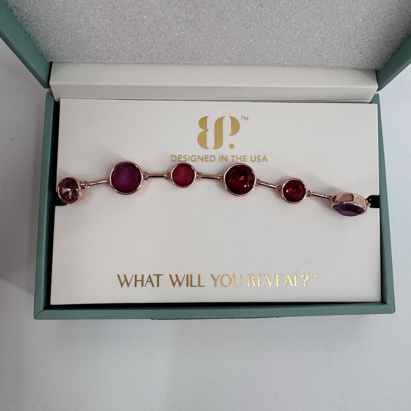 BP Bomb Party Summer Jewel Candy Bracelet Worlds Away Rio Heat Rose Gold Plating