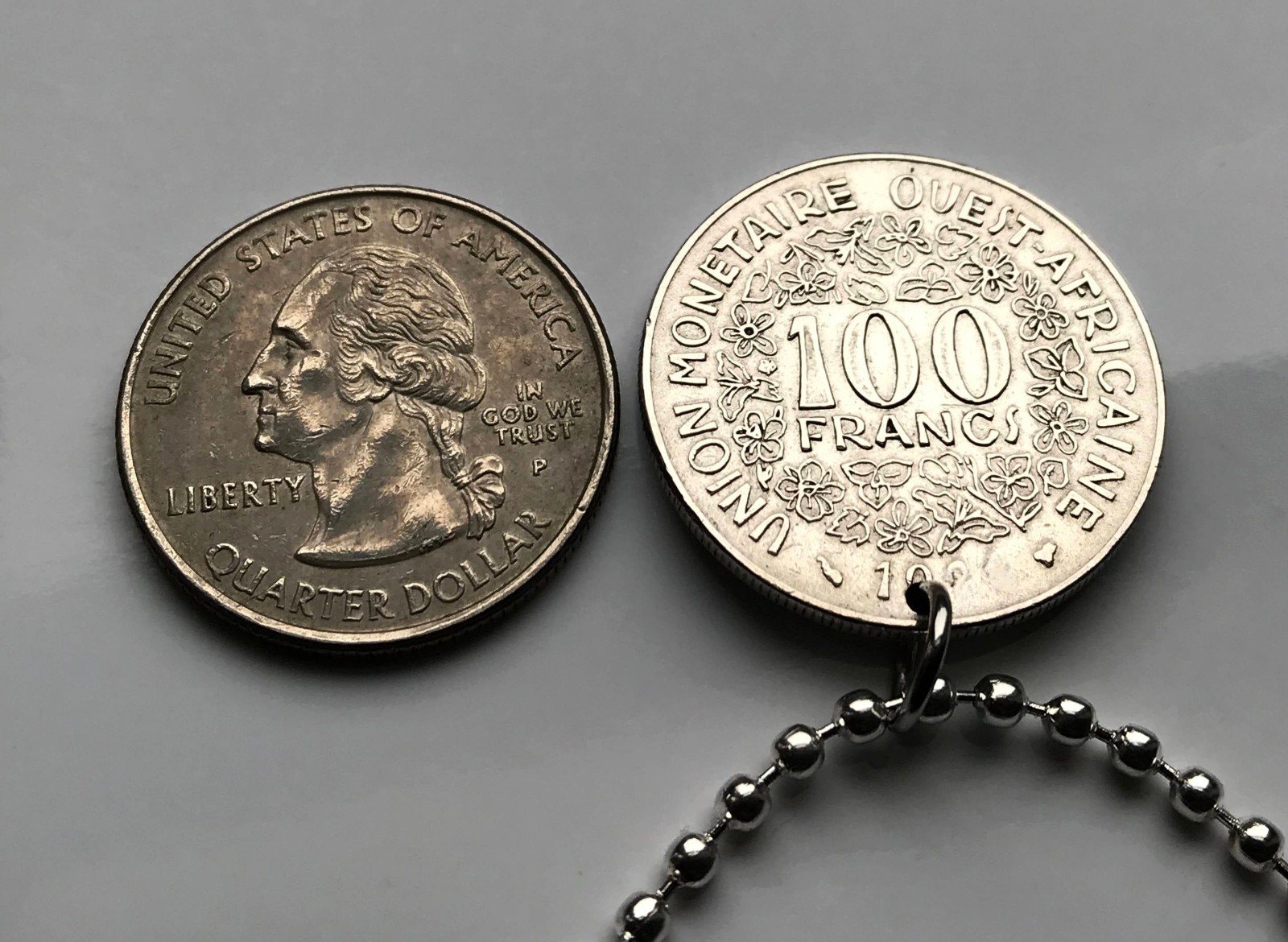 1975 West Africa 100 coin pendant sawfish Senegal Togo Niger Burkina Faso 000665