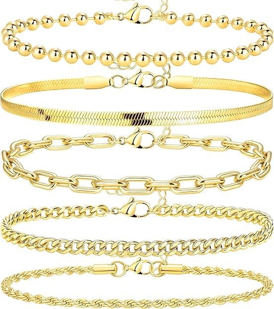 Extra Large Anklets for Women Large Ankle, 14K Real Gold Stack Anklets for Women