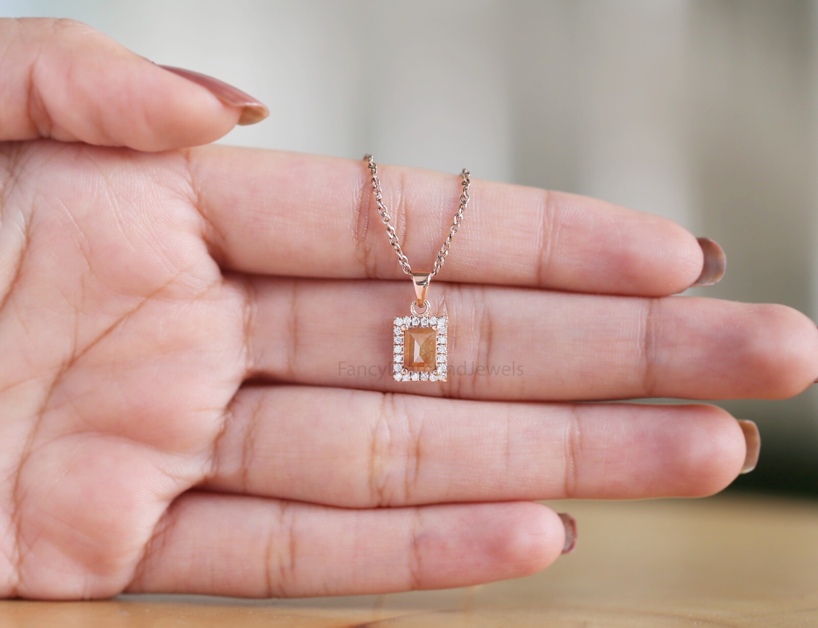 Baguette Brown Color Diamond Pendant 0.81 Ct 6.20 MM Baguette Diamond Pendant