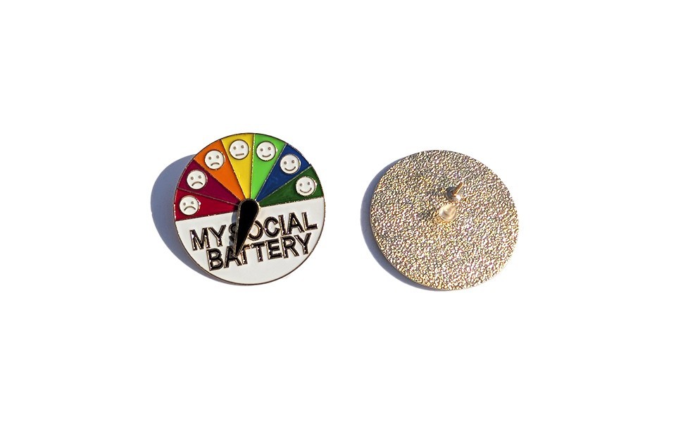 My Social Battery Pin Rotating For Caps And Clothing Enamel Badge Frog Brooches