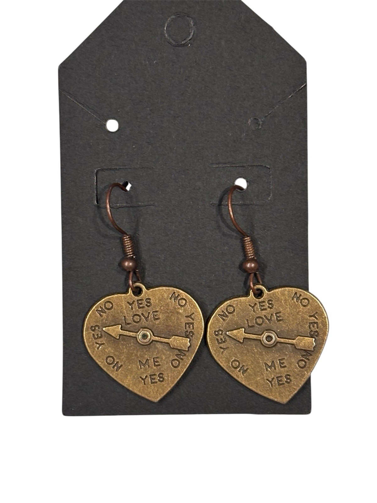Handmade Bronze Heart Clock Earrings Steam Punk/yes No Love Me Style/boho Gift