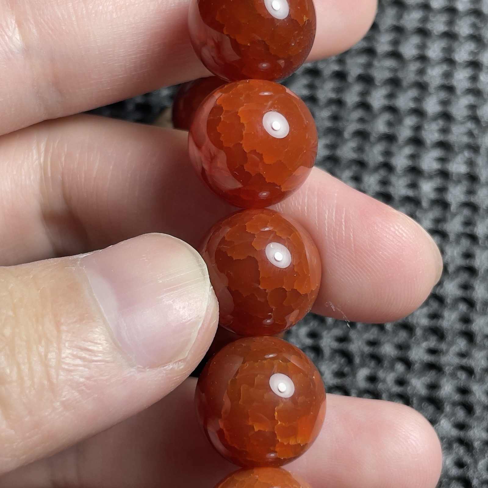 14mm Red Dragon Scale Agate Bracelet Gemstone Healing Chakra Reiki Meditation