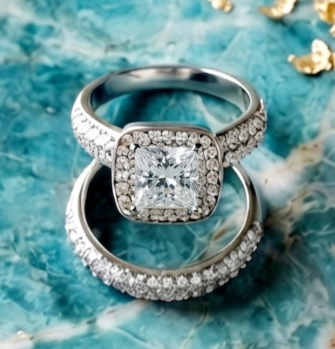 Set 0f 2 Luxurious and Elegant Engagement Rings Imitation of Zirconia Size 9