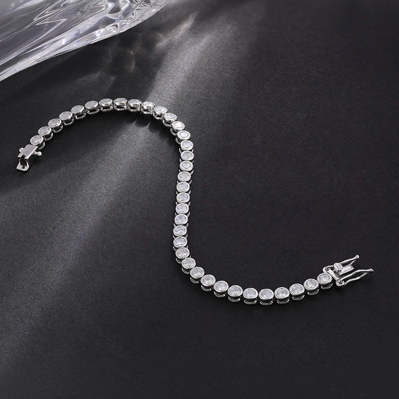 Full Moissanite S925 Sterling Silver Bubble D Color Tennis Bracelet Fine Jewelry
