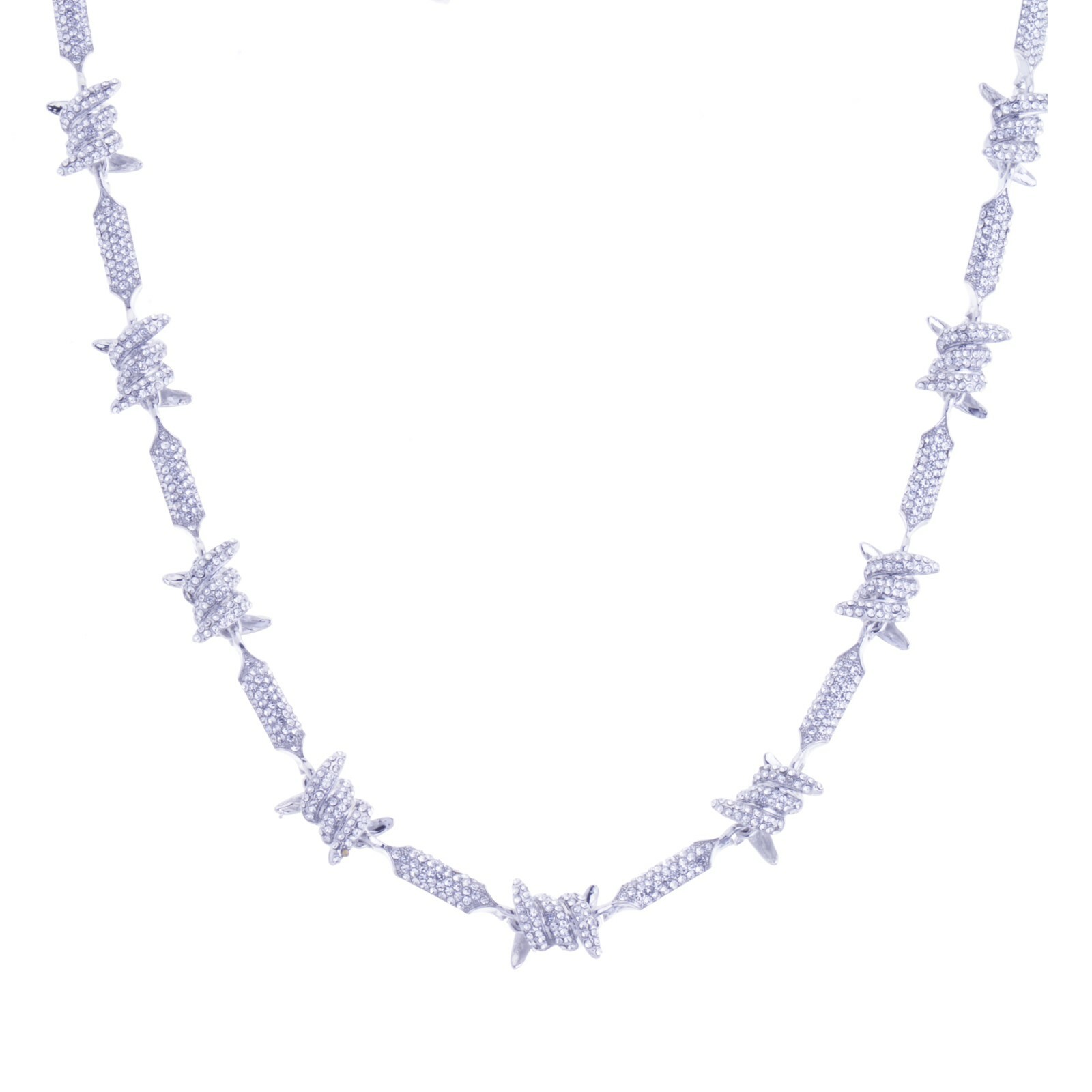 Hip Hop Silver Plated 18″ 20″ 24″ Barbed Wire Choker CHAIN NECKLACE CSN 110 S