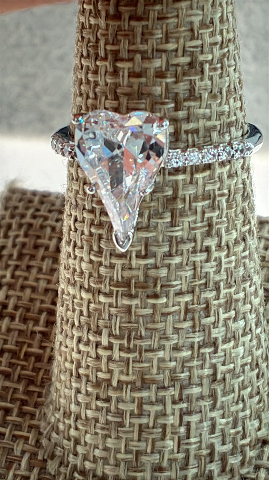 Diamonique Jennifer Miller Heart Ring Pave Stones Sterling Silver Ring Sz 7