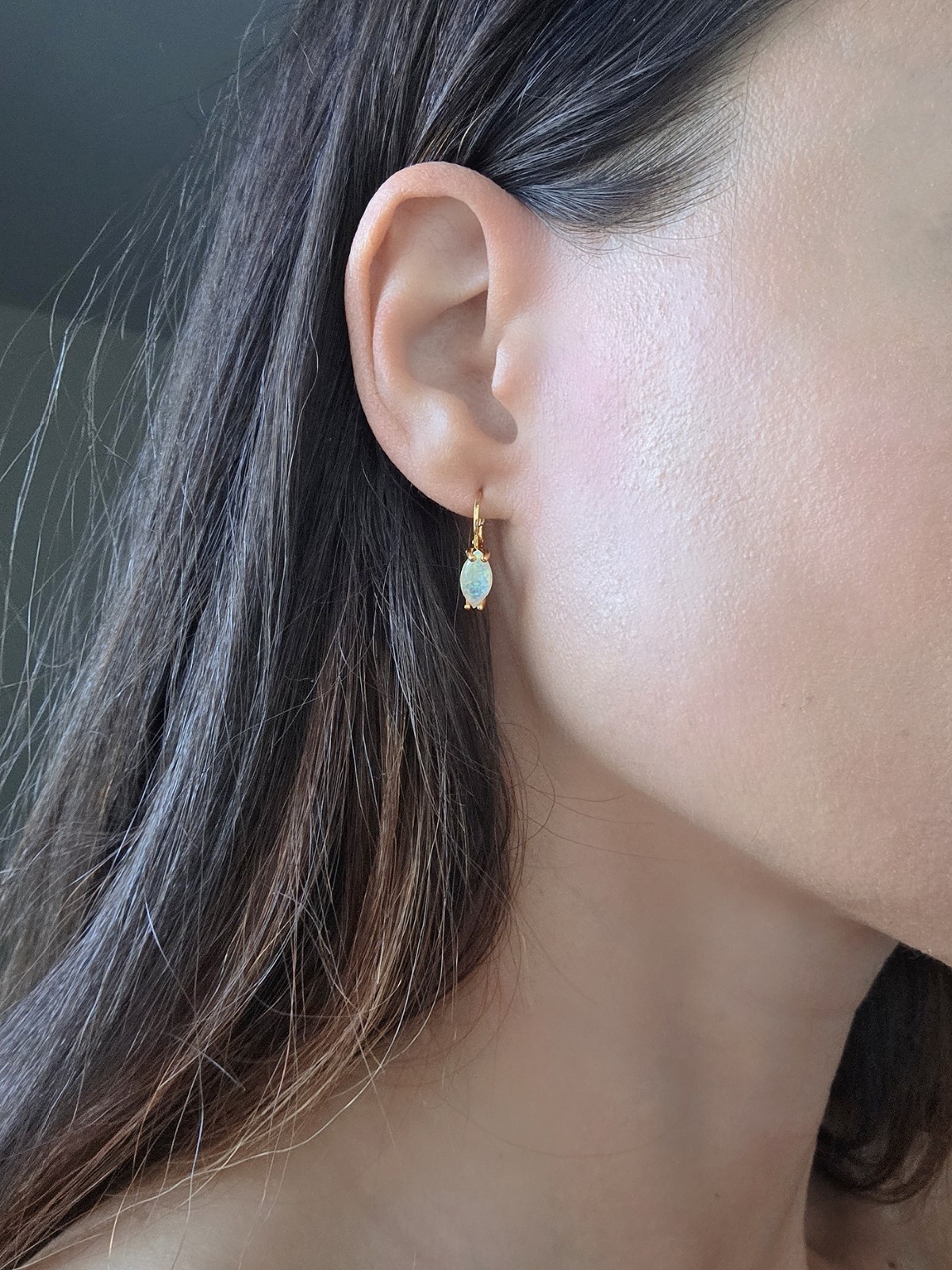 14k Yellow Gold Opal Earrings Plated October Birthstone Birthday Gifts For Women