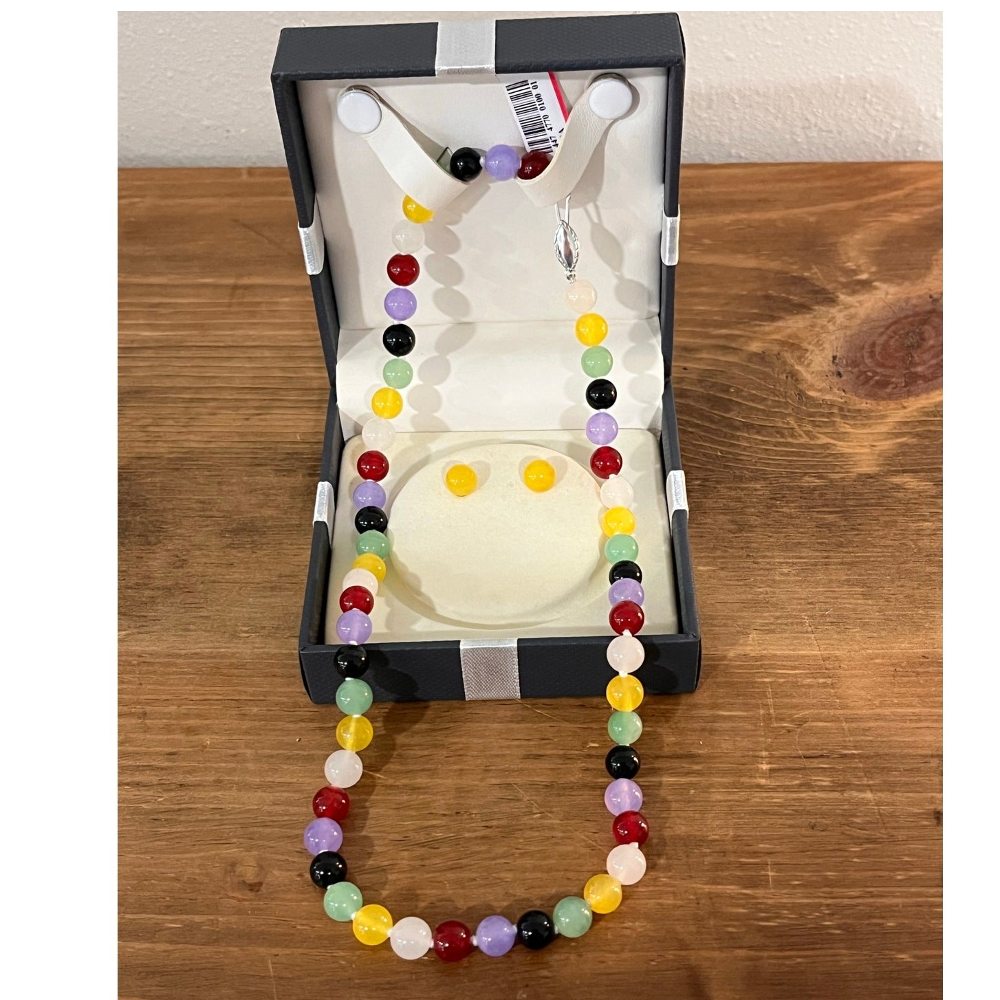 Quartz Bead Necklace & Stud Earrings Set Sterling Silver Jewelry Set