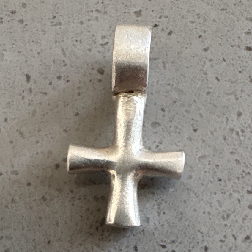 Silver Cross Pendant Charm, Religious Theme, No Stone