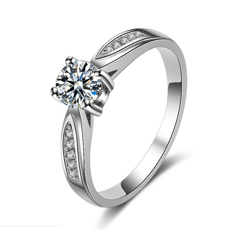 White Gold Plated Silver Pave CZ Engagement Promise Simulated Ring RS30