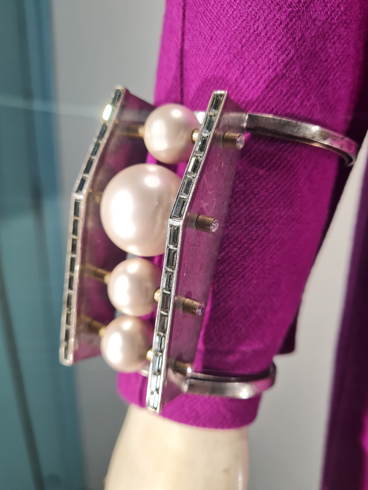 LANVIN by Alber Elbaz Modernist geometric faux pearls cuff
