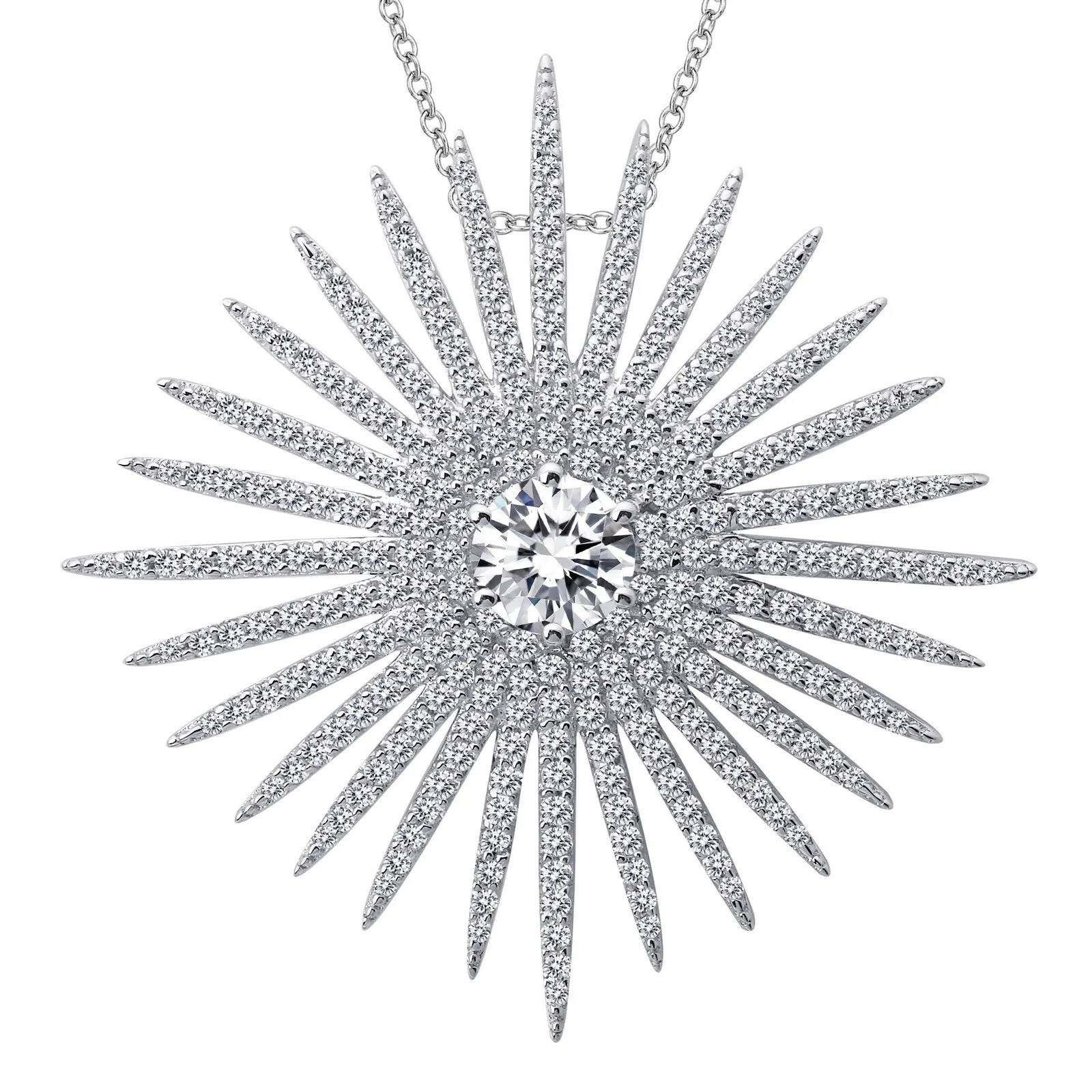 BRAND NEW Lafonn Platinum Bonded 3.52 CTW Sunburst Pendant Necklace 7P003CLP18