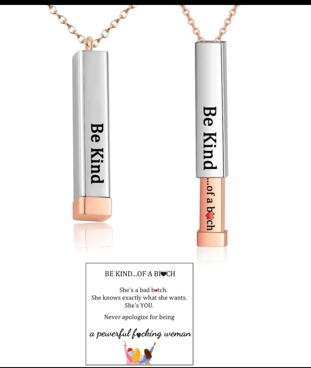 Be Kind…Of A Bitch Necklaces For Women Rose Gold Inspirational Gifts