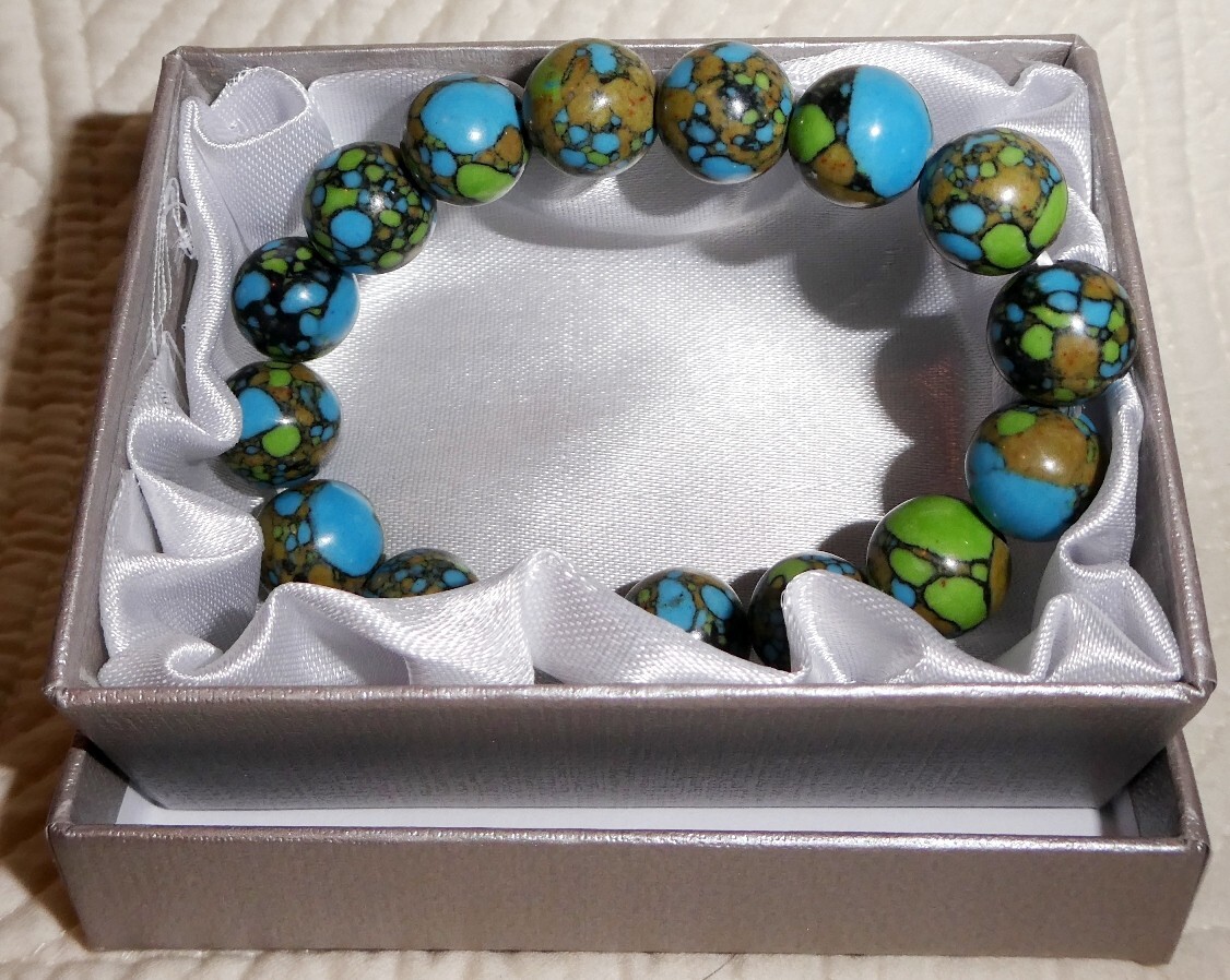 Copper Turquoise Simulated, Bracelet, Stretch, 150 CTW, 7″ – 7 1/4″, New