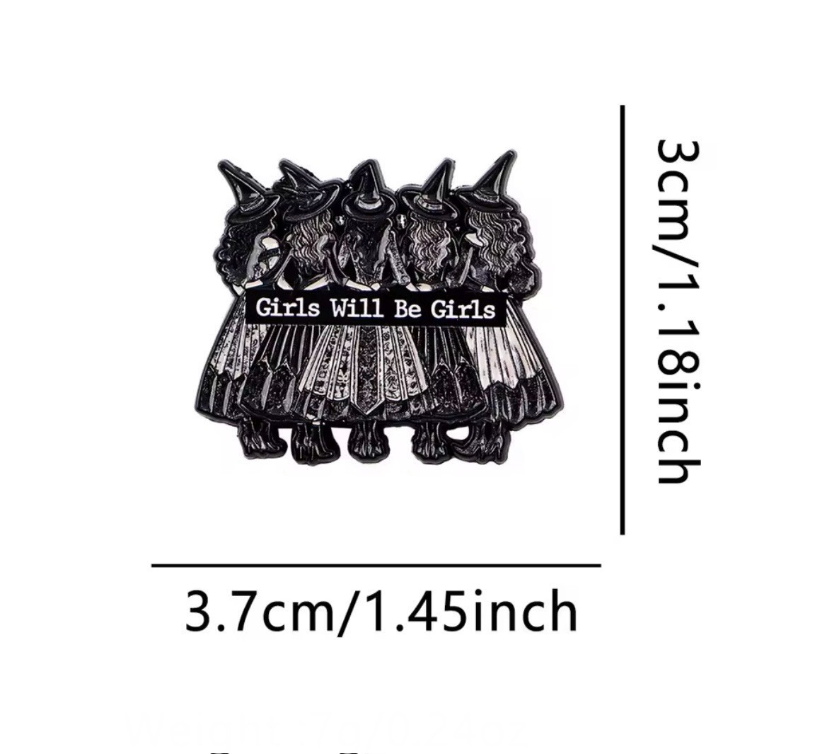 Witches Style 1pc Rubber Pin Backer Girls Will Be Girls Witchy Pin FREE SHIPPING