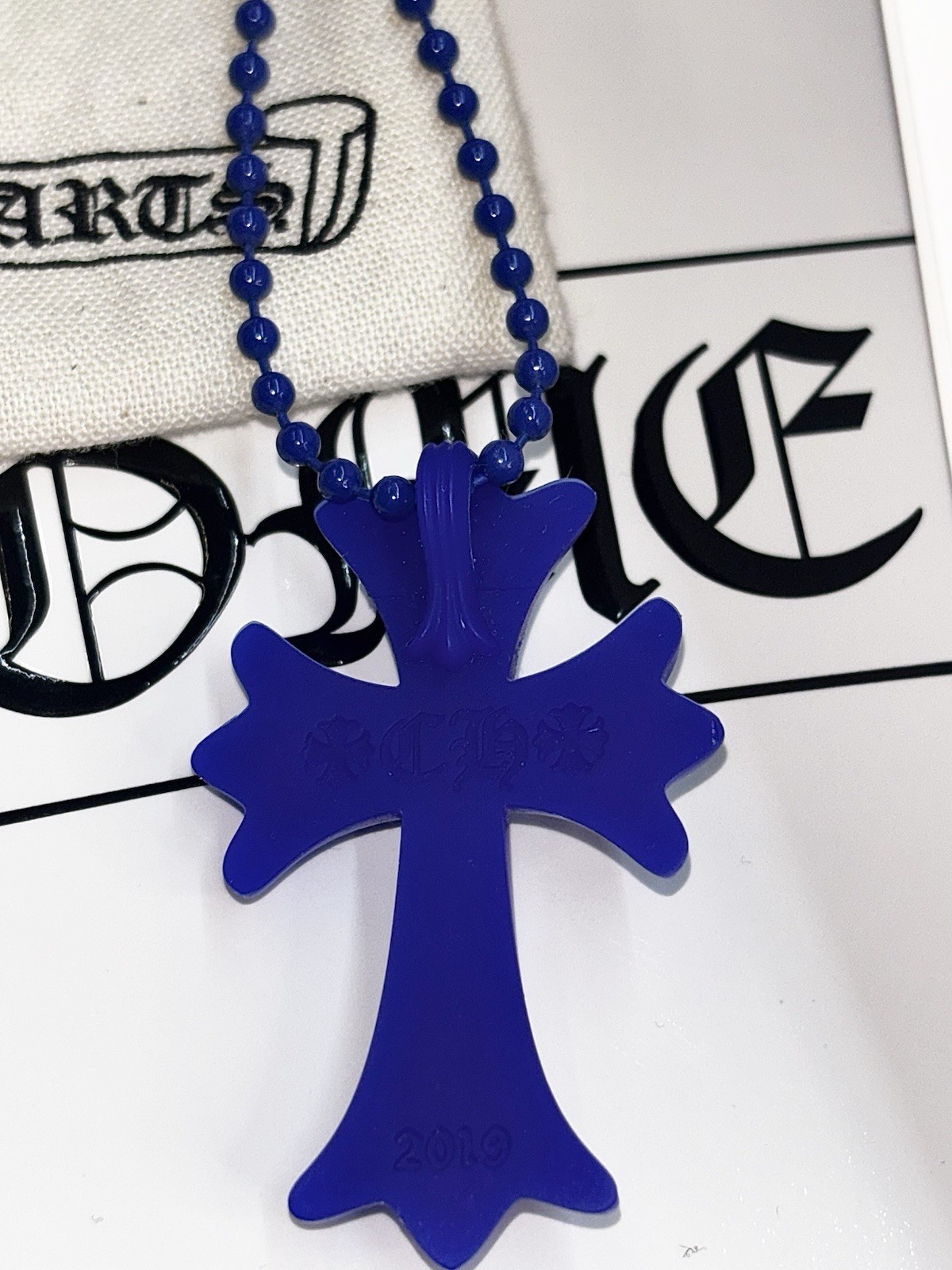 Chrome Hearts Cross Pendant & Necklace Dark Blue Silicone with Dust Bag