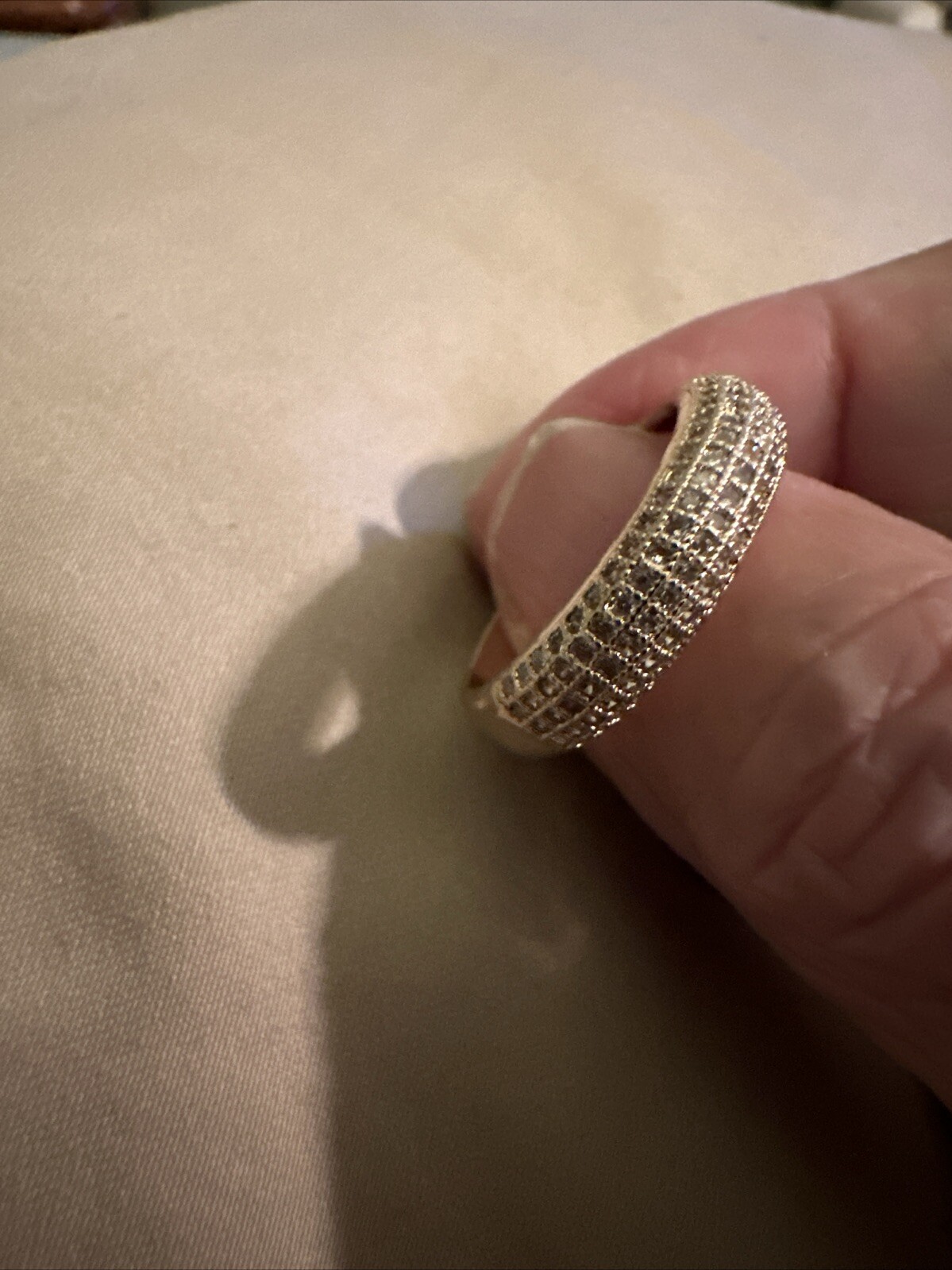 SUGO Classic Gold Band With Cubic Zirconia Stones In A Size 7