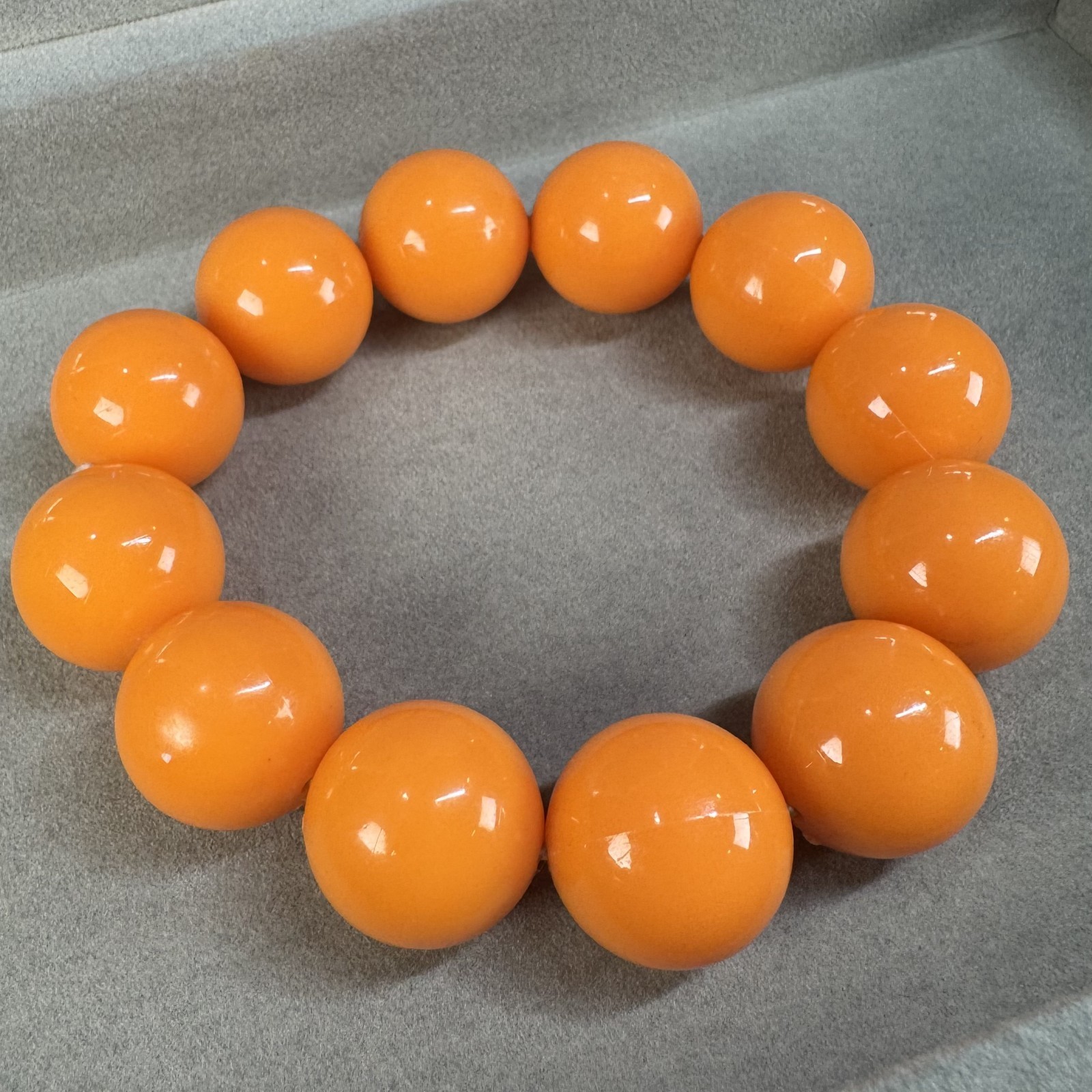 Orange Chunky Bubblegum Bead Stretch Bracelet 18mm Round Beads 12 Beads