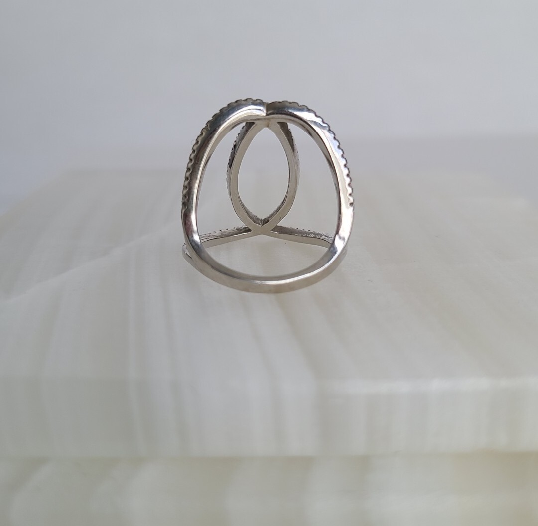 Designer BSI Sterling Silver 925 Ring Modern Double C Design Size 7