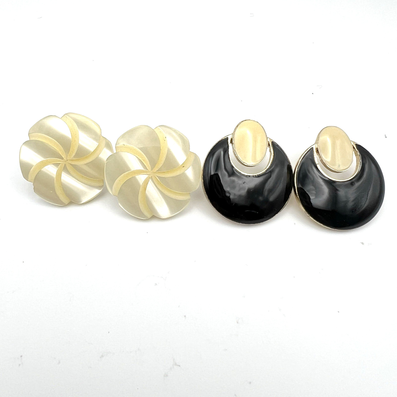 Vintage Earrings Lot 8 Pair Gold Tone Dangle Enamel Pierced Stud Drop Retro Glam